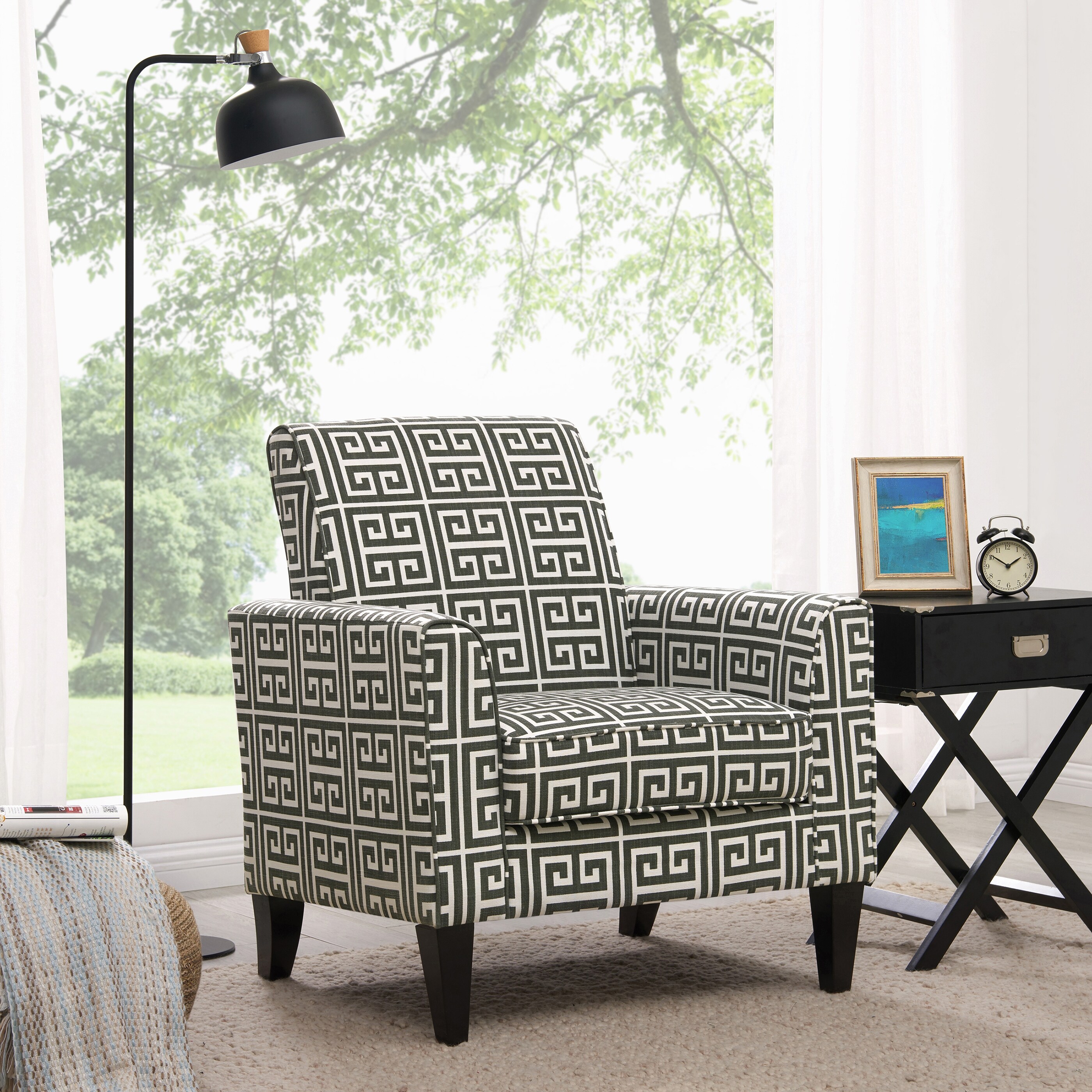 Greek key accent chair 2025