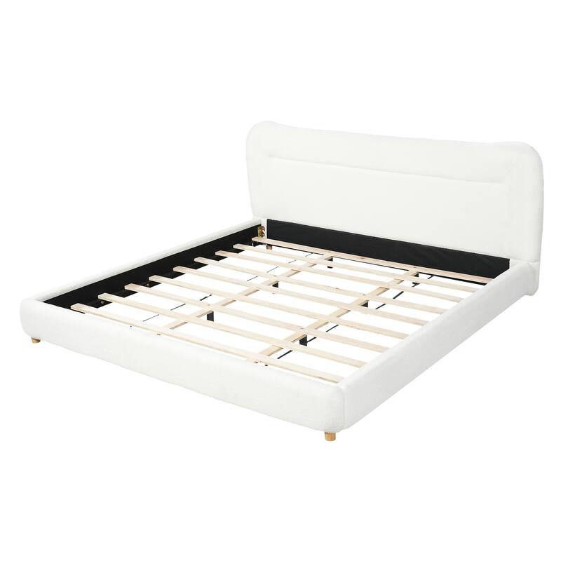 Christopher Knight Home-Upholstered Bed Frame with Curved Headboard