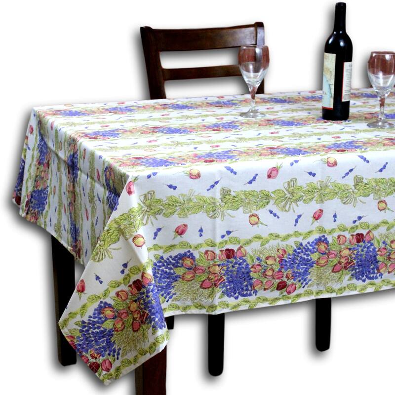 Wipeable Spill Resistant French Cotton Lavender Tablecloth - 61 x 78 inches