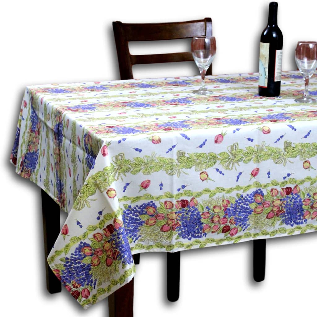 Wipeable Spill Resistant French Cotton Lavender Tablecloth - 61 x 78 inches