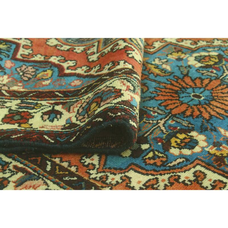 Fine Vintage Distressed Nouman Orange/Turquoise Runner - 3'3" x 9'11"