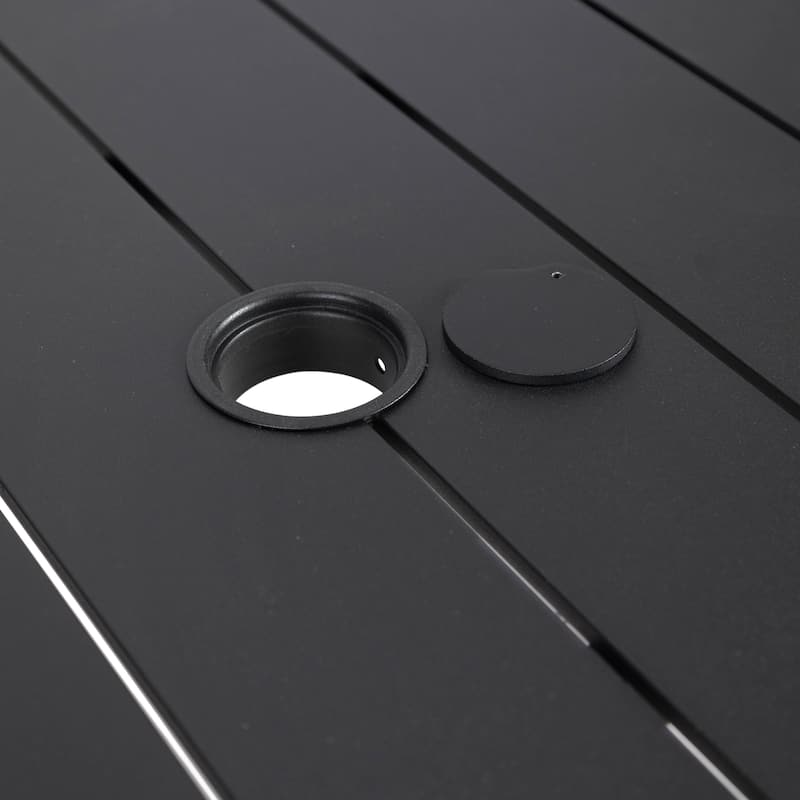 Chelsea Mid-Century Modern Outdoor Dining Table with Rust-Resistant Black Aluminum - Minimalist Patio Table