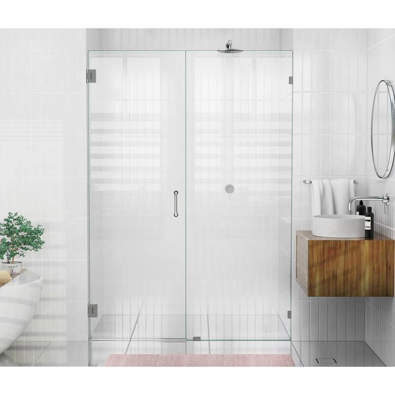 Glass Warehouse 78" x 57.5" Frameless Shower Door - Wall Hinge - Brushed Nickel