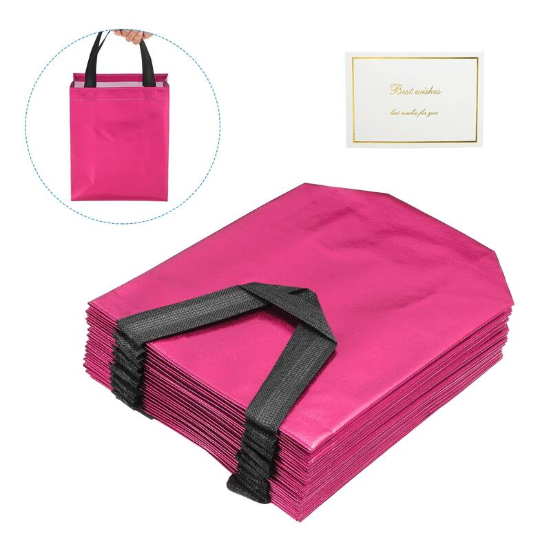 Gift Bags with Cards, 12 Set 8" Reusable Non-Woven Gift Goodie Bags - 6 Colors - 10"x8"x4"