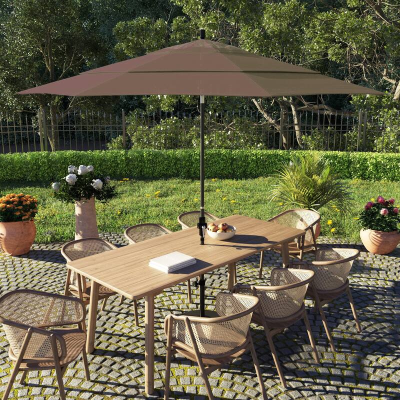 California Umbrella 11' Sun Master Patio Umbrella Black Aluminum Pole Fiberglass Ribs Crank Lift Tilt Sunbrella Pacific Blue