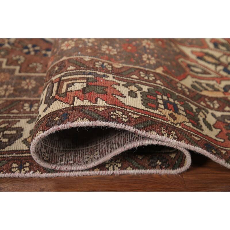 Hand Knotted Oriental 100% Wool Carpet Traditional Tribal Brown Bakhtiari Area Rug - 9' 10'' X 6' 2''