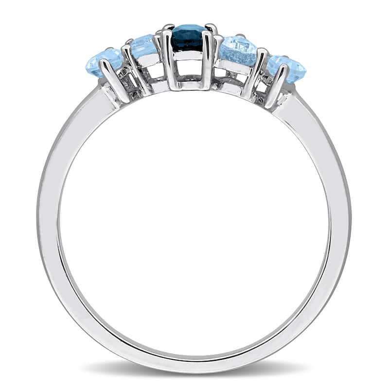Miadora 1ct TGW Blue Topaz Five Stone Ring Sterling Silver