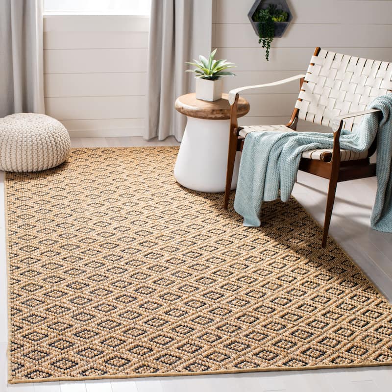 SAFAVIEH Palm Beach Cleva Modern Sisal Rug - 8' x 11' - Natural/Black