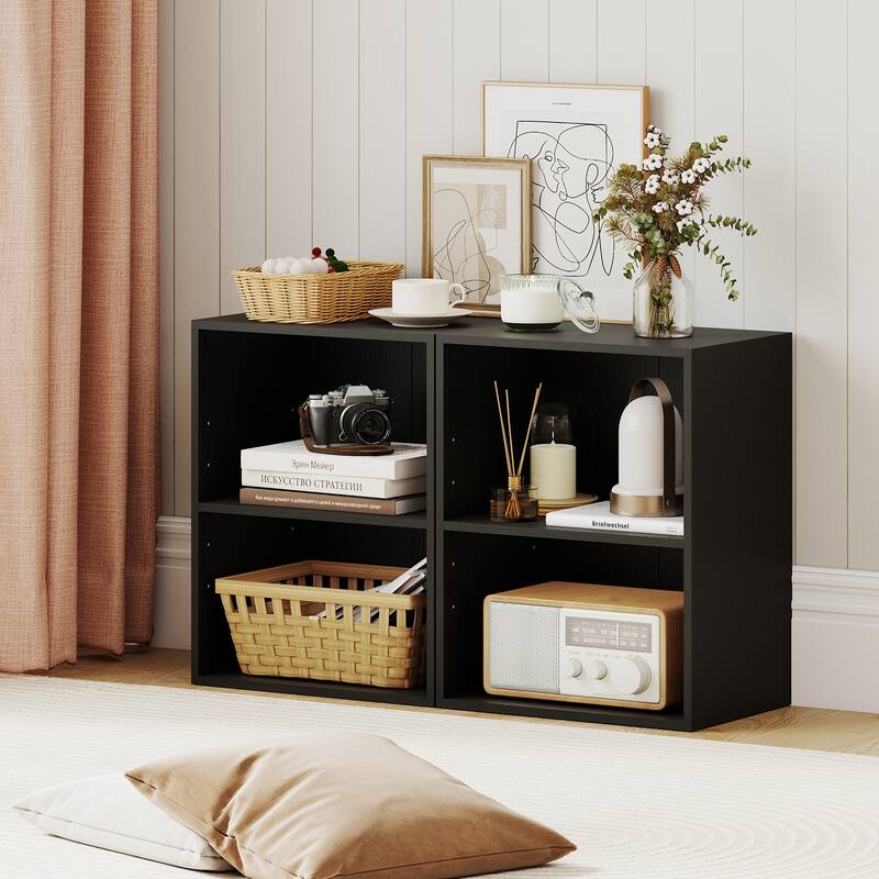 Gymax 2-Cube Bookcase w/ 5-Position Adjustable Shelf Anti-Toppling