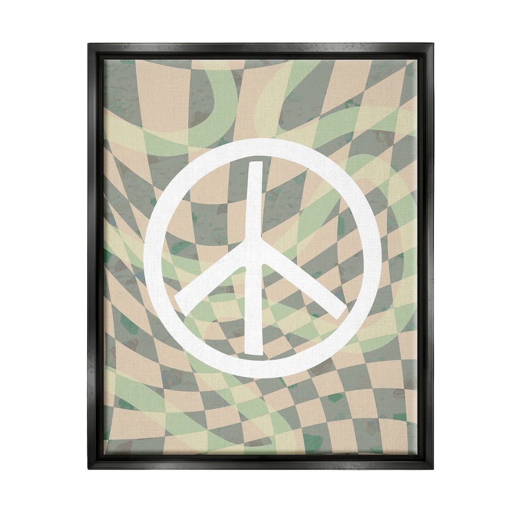 Stupell Retro Peace Symbol Framed Floater Canvas Wall Art Design by Daphne Polselli