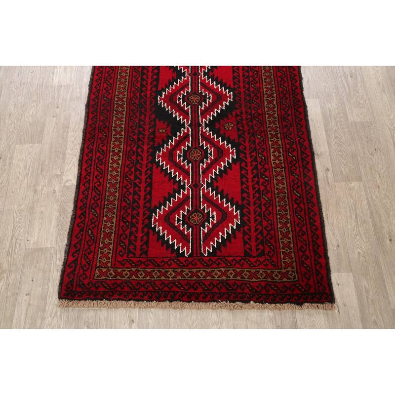 Geometric Balouch Afghan Oriental Area Rug Wool Handmade Foyer Carpet - 4'2" x 6'2"