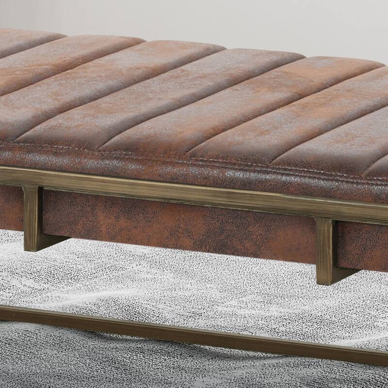 Upholstered Metal Ottoman Bench, Brown