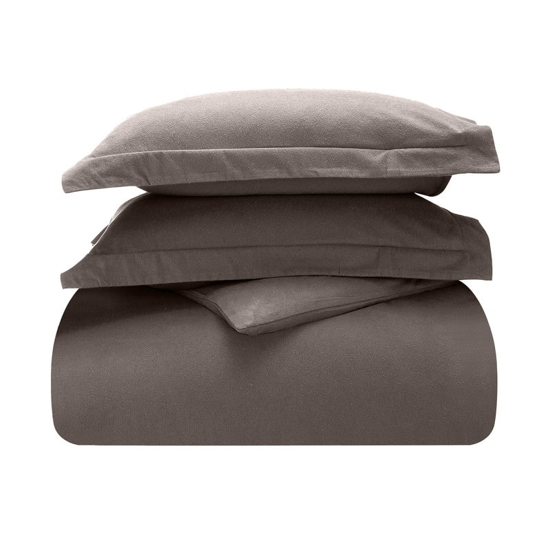 Superior Classic Solid Flannel Cotton Duvet Cover Set