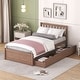 preview thumbnail 2 of 7, Twin Size Platform Bed with 2 Drawers, Wooden Twin Bed Frame with Headboard and Solid Wood Slats Support for Kids,Teen,Adult
