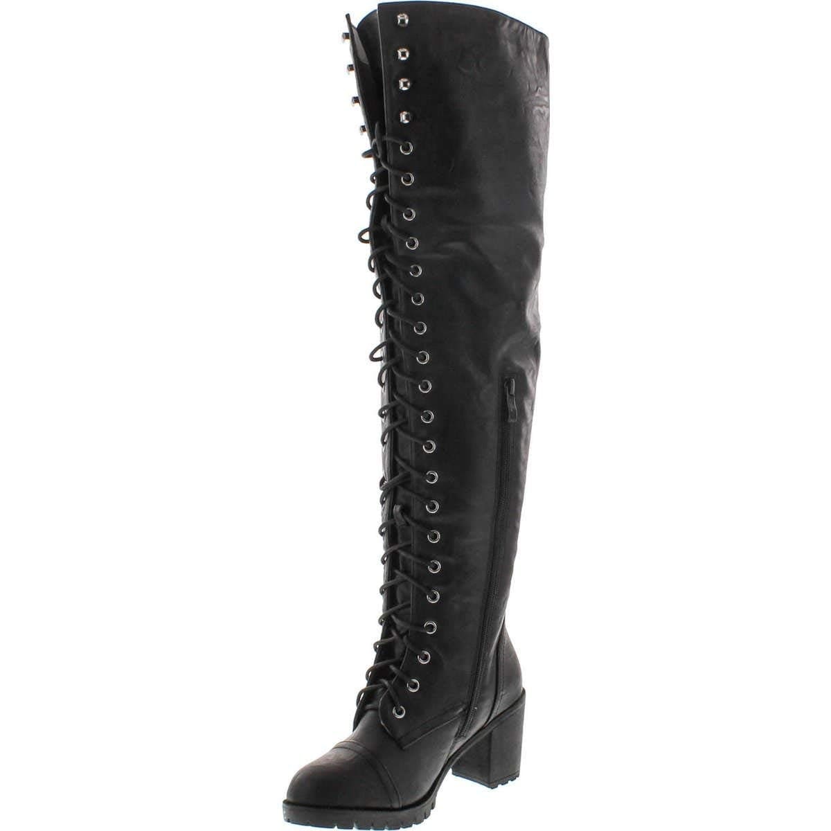 thigh high lace up combat boots