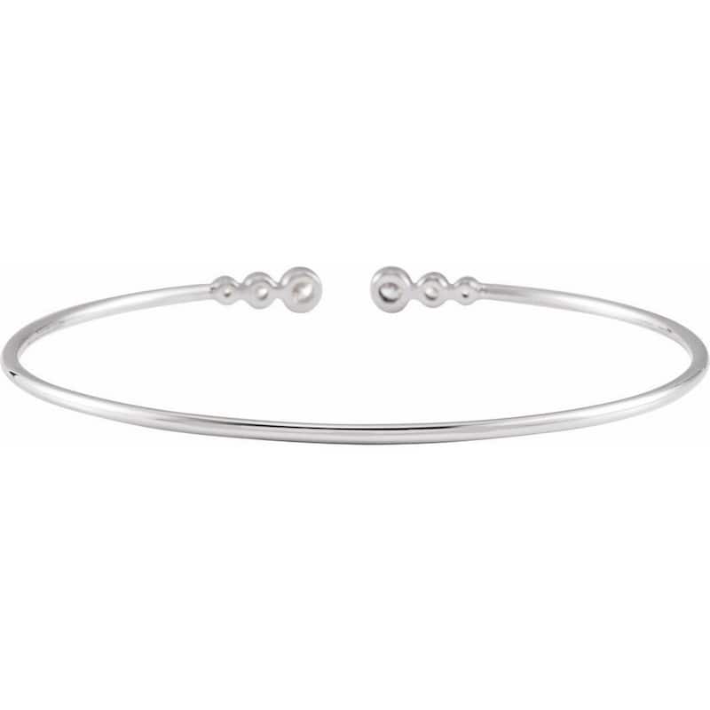 Curata 14k White Gold Polished 0.25 Dwt Graduated Diamond Cuff Stackable Bangle 7 Inch Bracelet