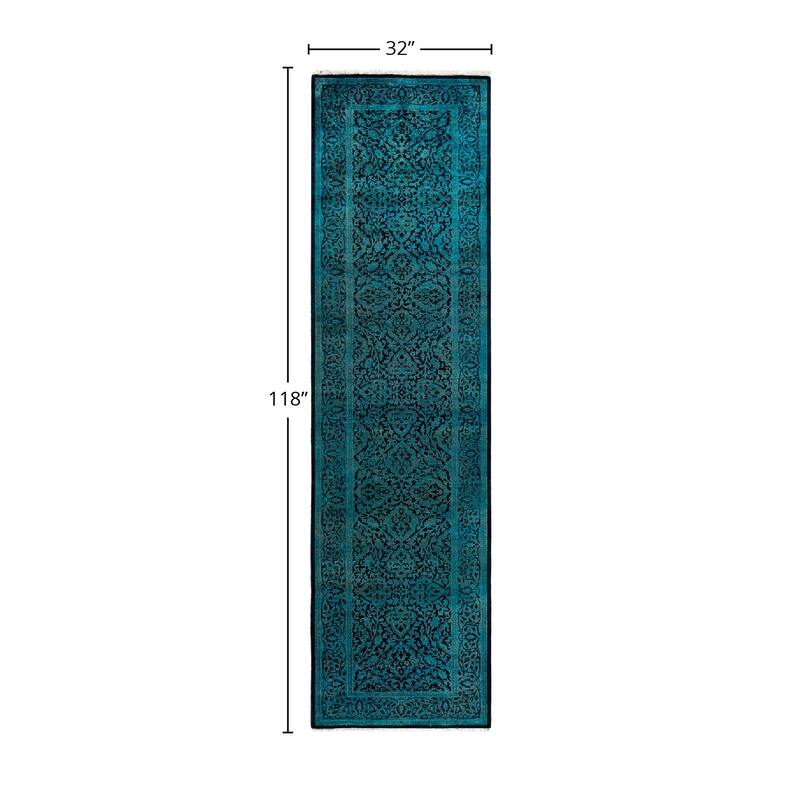 Contemporary Overdyed Wool Hand Knotted Runner - 2' 8" x 9' 10"