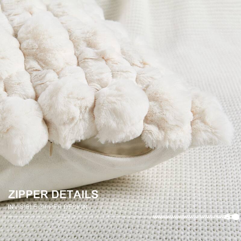 Textured FauxFur Spandex Bubble Pillow Shell Decorative Cushion Cover