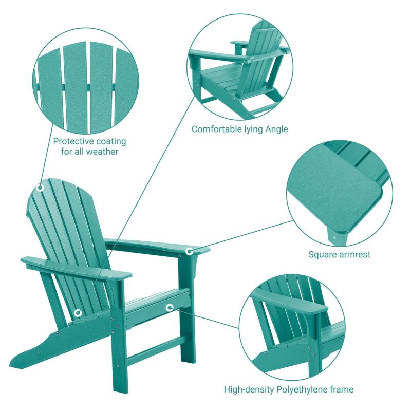 Outdoor Composite Classic Adirondack Chair, All-Weather Resistant Deck Lounge Chair with Ergonomic Design