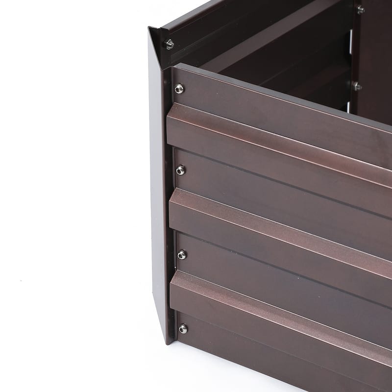 Brown Metal Rectangular Garden Bed Planter - 32" W x 20.2" D x 11.8" H
