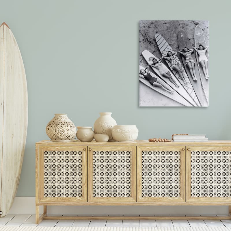 Stupell Vintage Women on Surfboards Canvas Wall Art Design By Arlington Prints