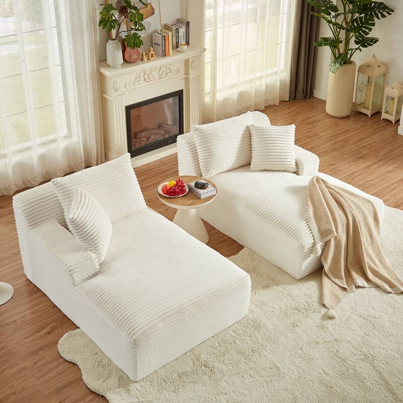 Corduroy Upholstery Cloud Modular Sectional Sofa with Chaise and Pillows, All-Foam Compression Design