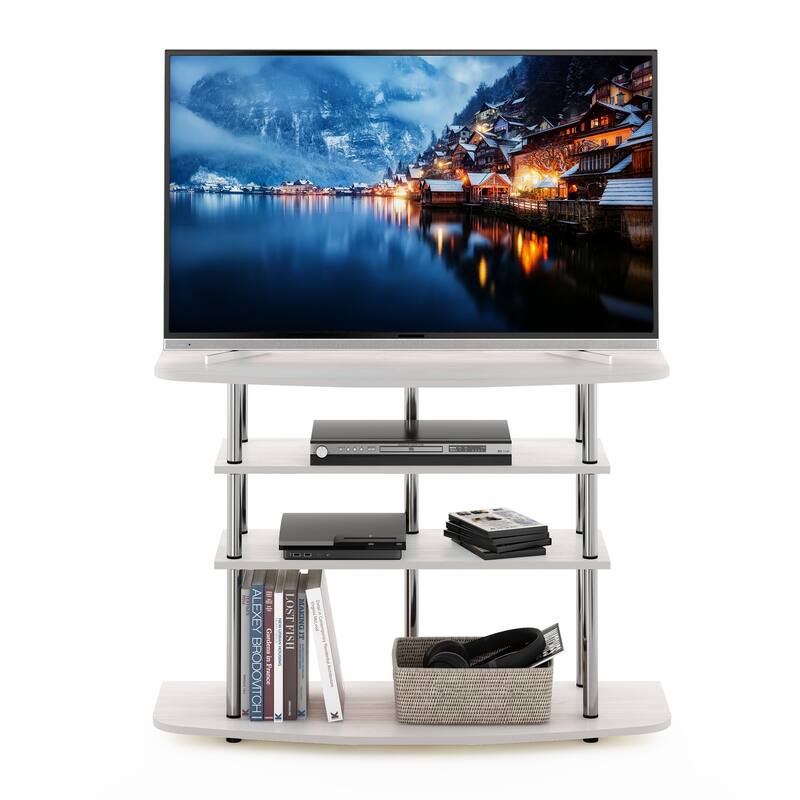 Furinno Frans Turn-N-Tube 4-Tier TV Stand for TV up to 46, Black Oak