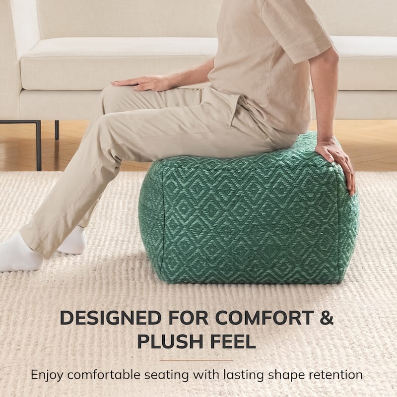 Jani 22-inch Ottoman Pouf - Handcrafted Handmade Ottoman for Seating, Footrest, Home Decor for Living Room, Bedroom