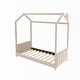 preview thumbnail 4 of 5, Twin Size Velvet Upholstered House Bed with Roof and Modern Headboard, Sturdy Pinewood Frame, Fun Play Space