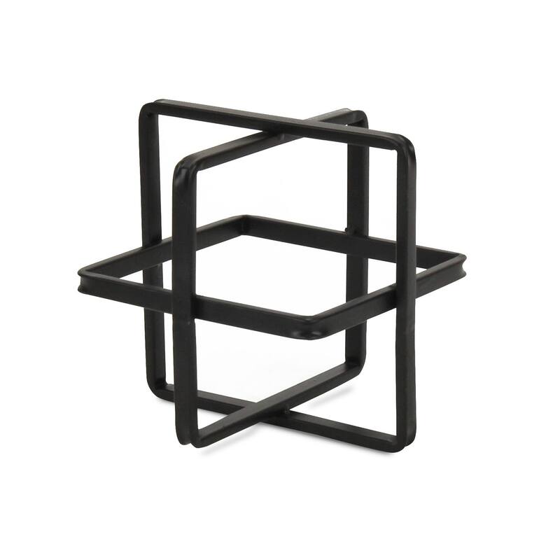HomeRoots 6" Black Metal Abstract Cube Sculpture - 6" H x 6" W x 6" D - 6" H x 6" W x 6" D - Black