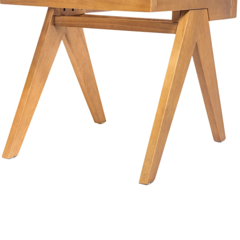 Rattan Dining Chair Set of 2, Armless Side Chairs with Wood Legs