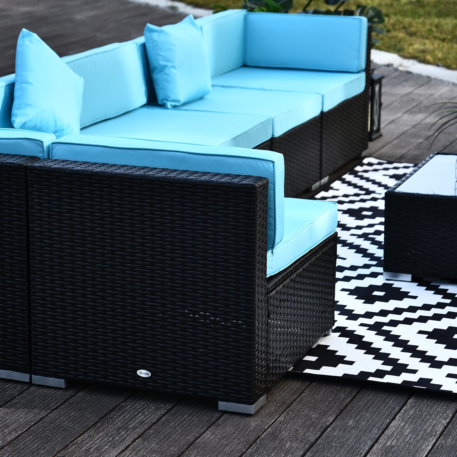 Shop Outsunny 7 Piece Outdoor Patio Furniture Set With Modern Rattan Wicker Perfect For Garden Deck And Backyard Overstock 20508198