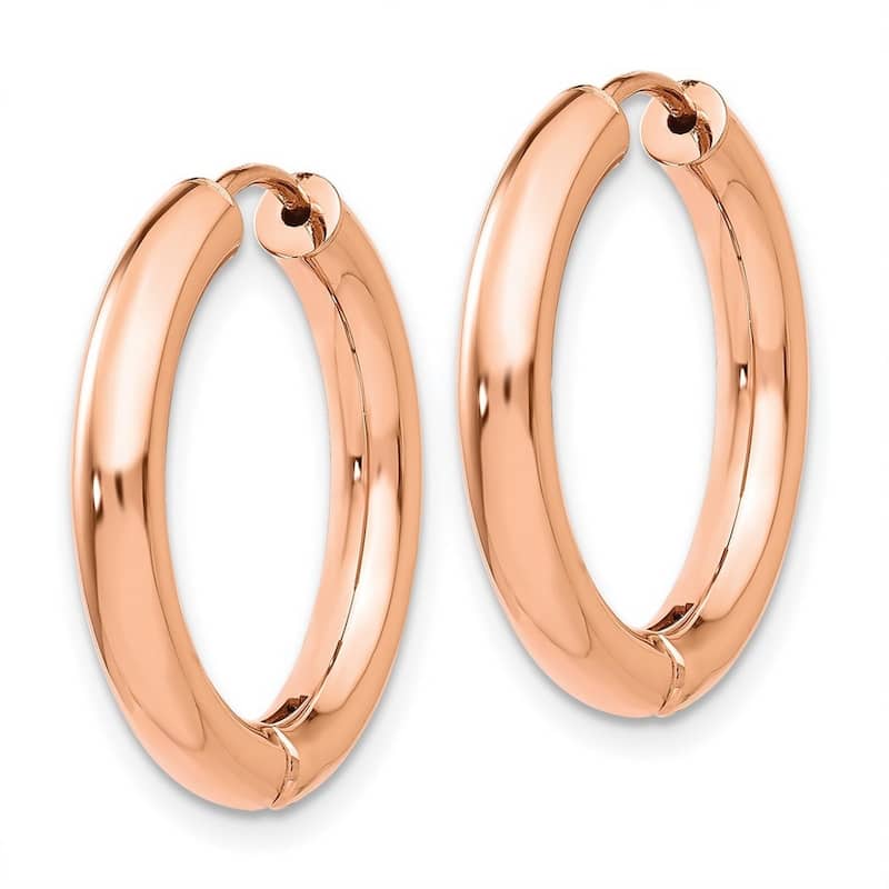 Curata 14k Rose Gold Hinged Polished 3x21mm Hoop Earrings