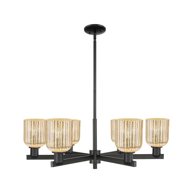 Innovations LightingDowntown Urban - Bridal Veil - 6 Light 35" Stem Hung Chandelier - Mercury/Matte Black