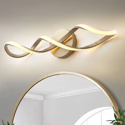 Modern Aluminum Geometric Bathroom Vanity Light Spiral Linear Integrated LED Wall Sconces