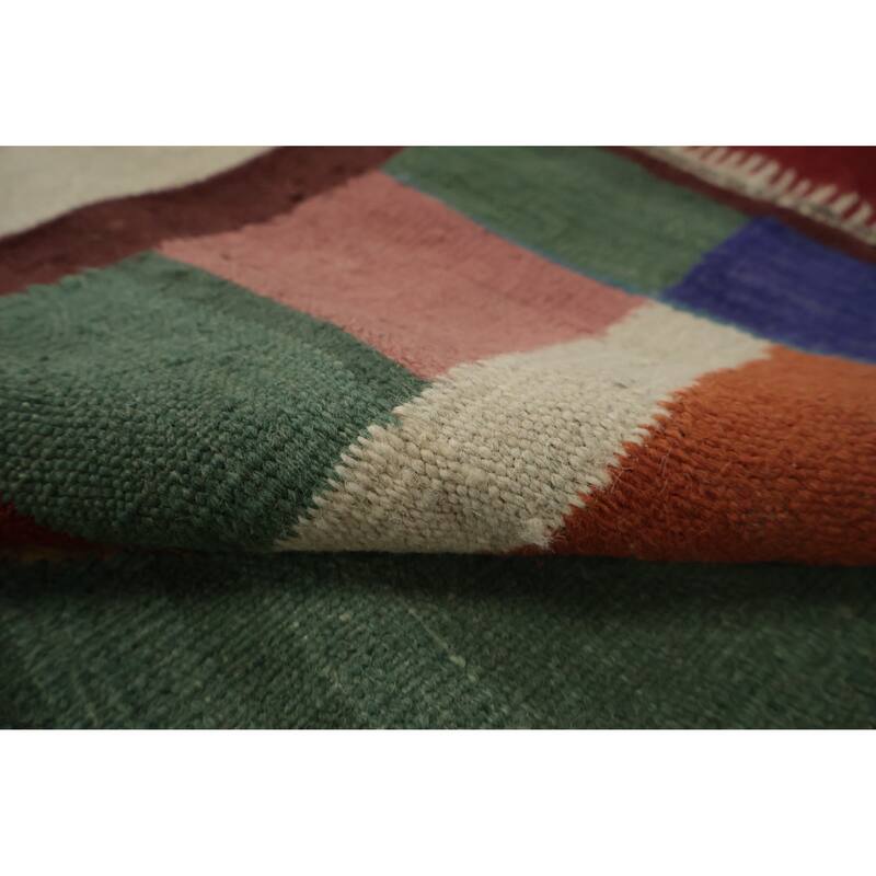 Hand Woven Oriental 100% Wool Carpet Southwestern Tribal Multi-Colored Kilim Area Rug - 14' 3'' X 8' 10''