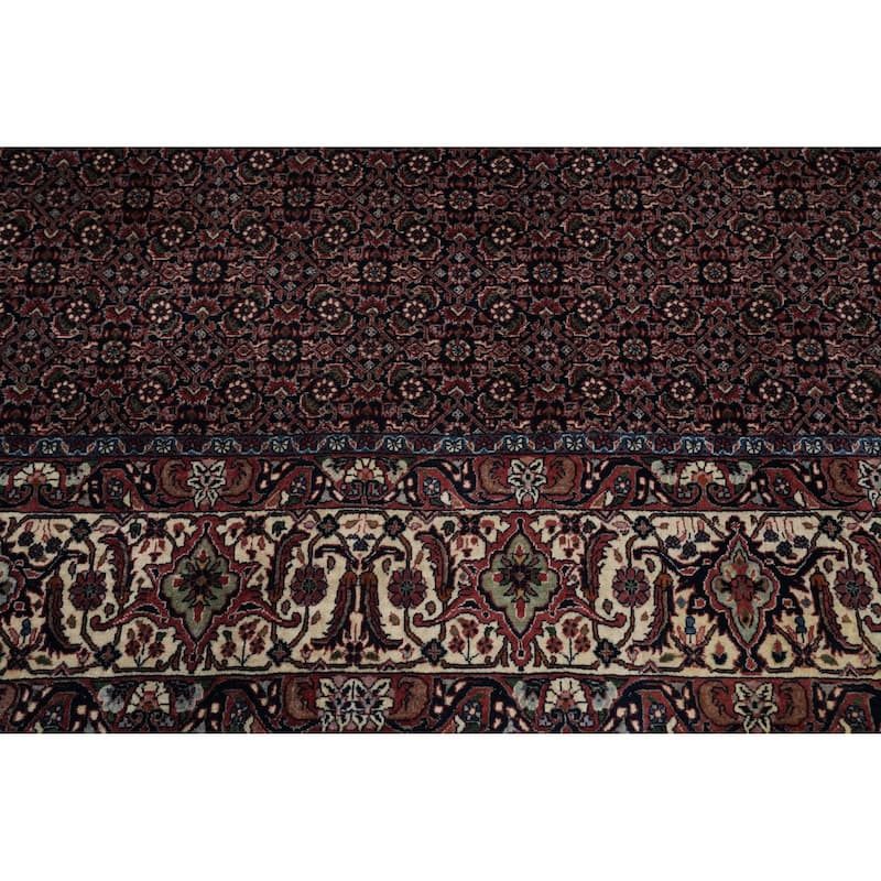Hand Knotted Oriental 100% Wool Carpet Traditional All-Over Navy Blue & Blues Bidjar Area Rug - 12' 8'' X 6' 10''