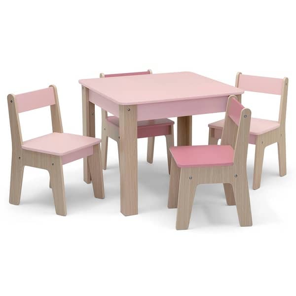 slide 2 of 5, Kids Table and 4 Chair Set, Pink Furniture for Girls