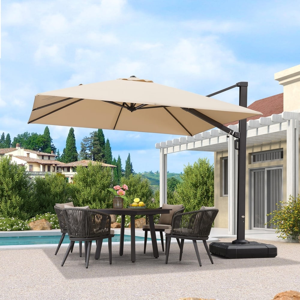 PURPLE LEAF Sturdy Heavy-duty Patio Cantilever Offset Umbrella with 360-degree Rotation