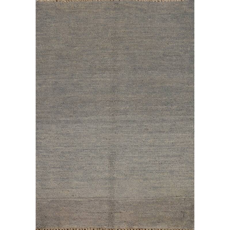 Contemporary Gabbeh Oriental Foyer Rug Hand-Knotted Grey Wool Carpet - 2'0"x 3'0"