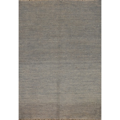 Contemporary Gabbeh Oriental Foyer Rug Hand-Knotted Grey Wool Carpet - 2'0"x 3'0"