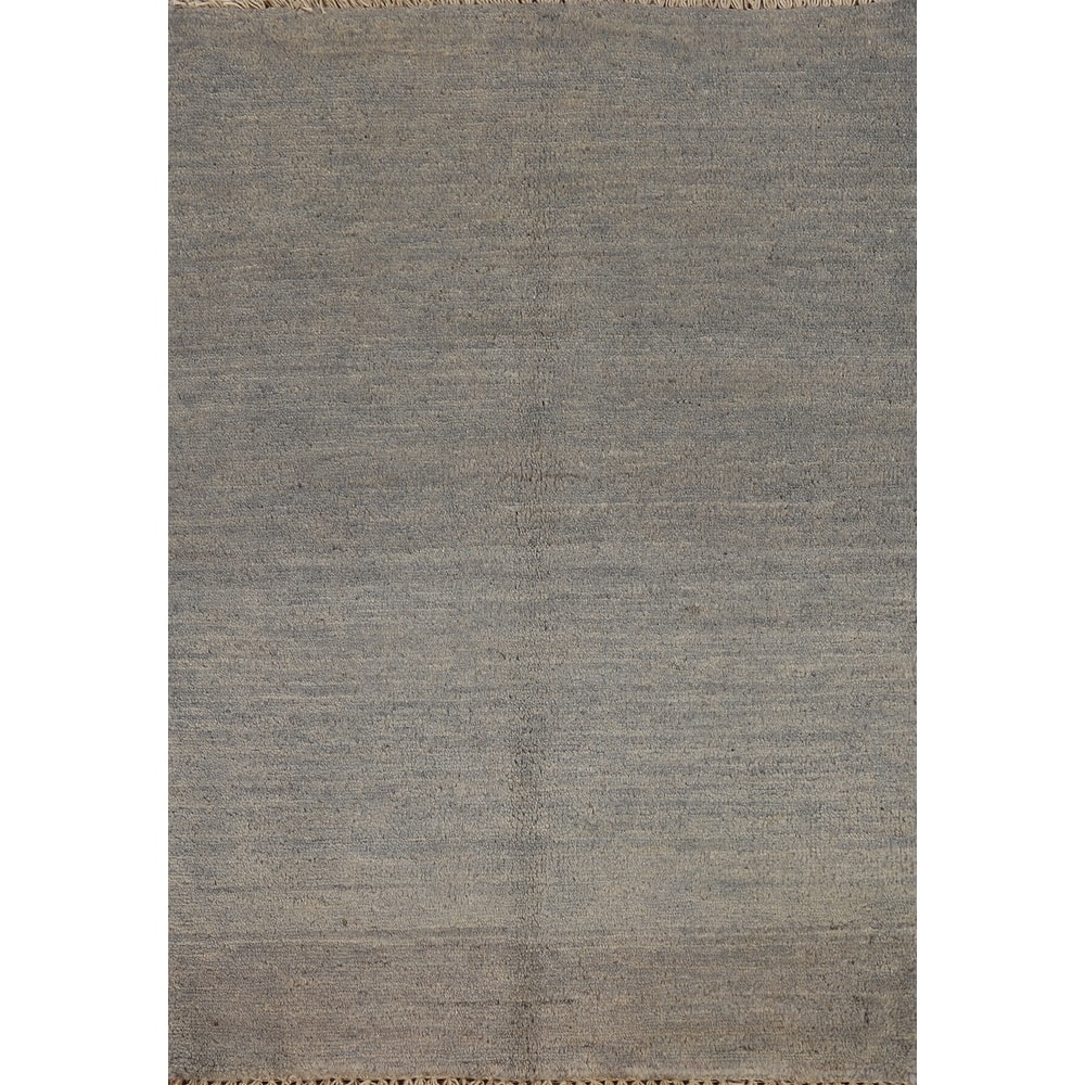 Contemporary Gabbeh Oriental Foyer Rug Hand-Knotted Grey Wool Carpet - 2'0"x 3'0"