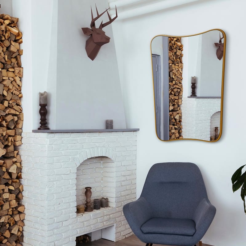 Irregular Concave Top Scalloped Wall Mirror - 36 x 24 Inches