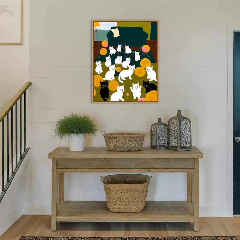 Cats a Wool by Uma Gokhale Framed Canvas Wall Art