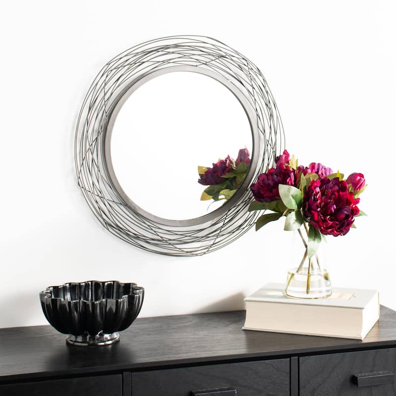SAFAVIEH Nixie 21-inch Modern Black Round Mirror - 20.8" W x 0.8" L x 20.8" H