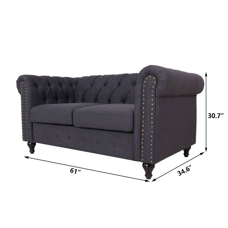 35"D x 61"W x 31"H Chesterfield Button-tufted Loveseat