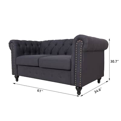 35"D x 61"W x 31"H Chesterfield Button-tufted Loveseat