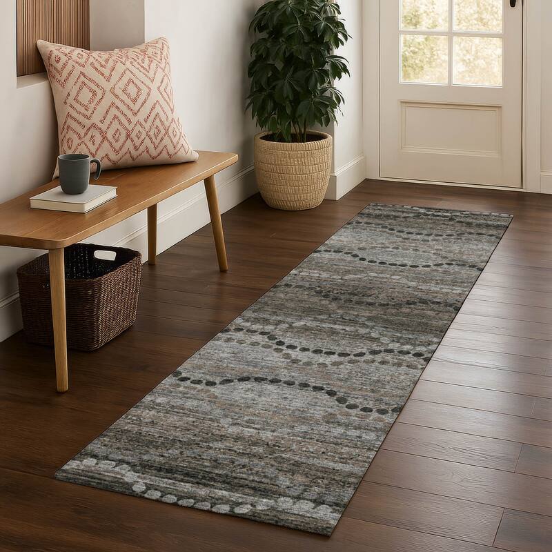 Premium Washable Super Soft Boho Stripes Mayfield Rug - Chocolate - 2'3" x 7'6"