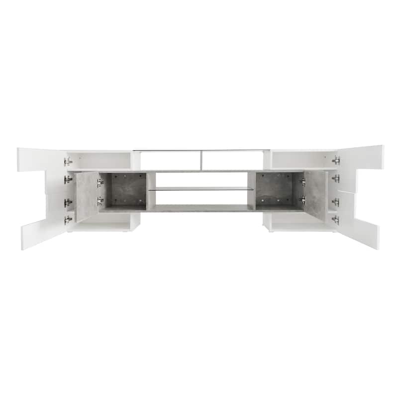 78.7" TV Stand with 2 Illuminated Glass Shelves and LED Color Changing Lights for TVs Up to 88"