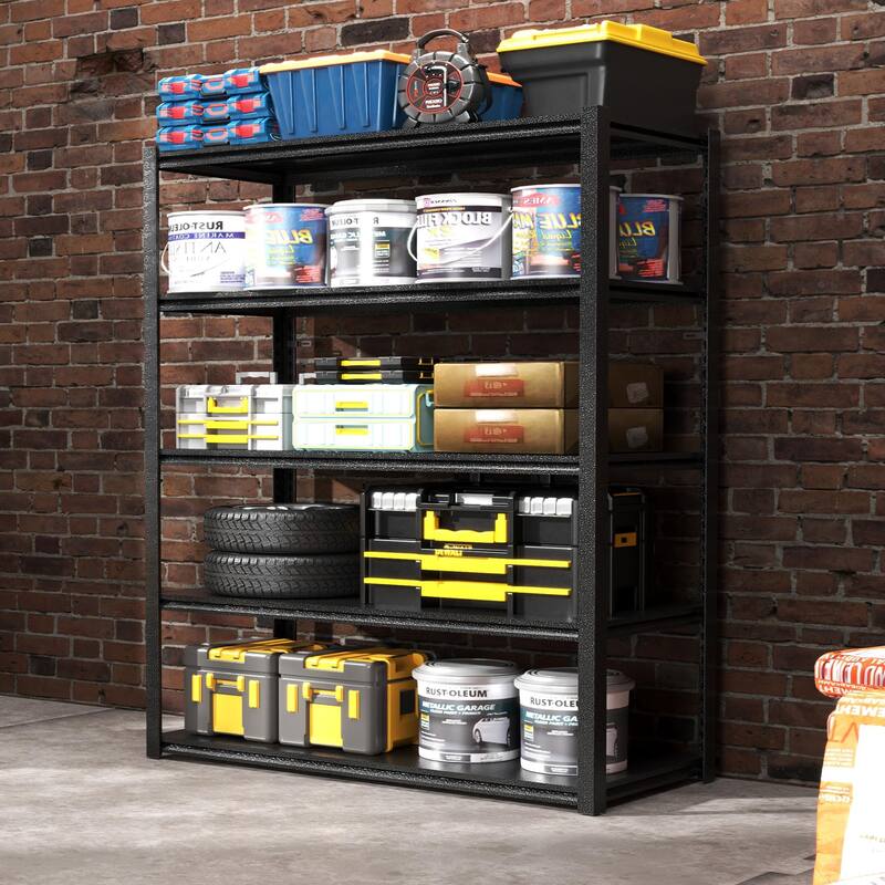 72"H 5 Tier Metal Shelves,2000LBS Heavy Duty Storage Shelves Adjustable Garage Shelf Unit Storage Utility Rack